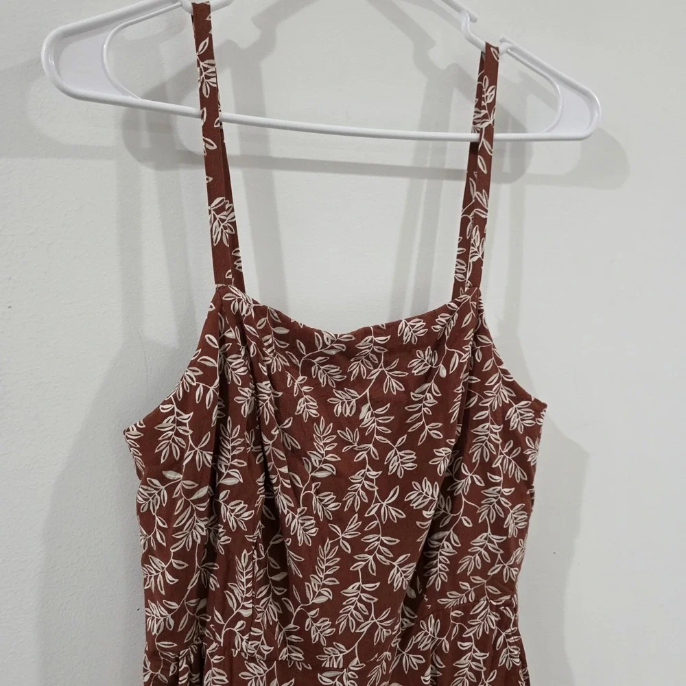 Old‎ Navy Womens Jumpsuit Medium Floral Burnt Orange Tropical Summer Vacation - Picture 2 of 9